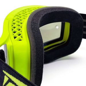 Close up of foam padding inside the J.A.C. V3 MX Goggle with Roll-Off Goggle Kit by Risk Racing