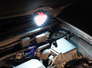 Flexit Auto - Flexible Flashlight with Rear Red Hazard Light for Roadside Repair Safety - Magnetic base to attach to hood for engine repair