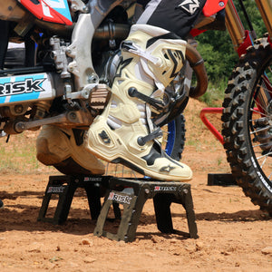 Youth MX racer utilizing the Adjustable Motocross Starting Blocks while practicing his moto starts.