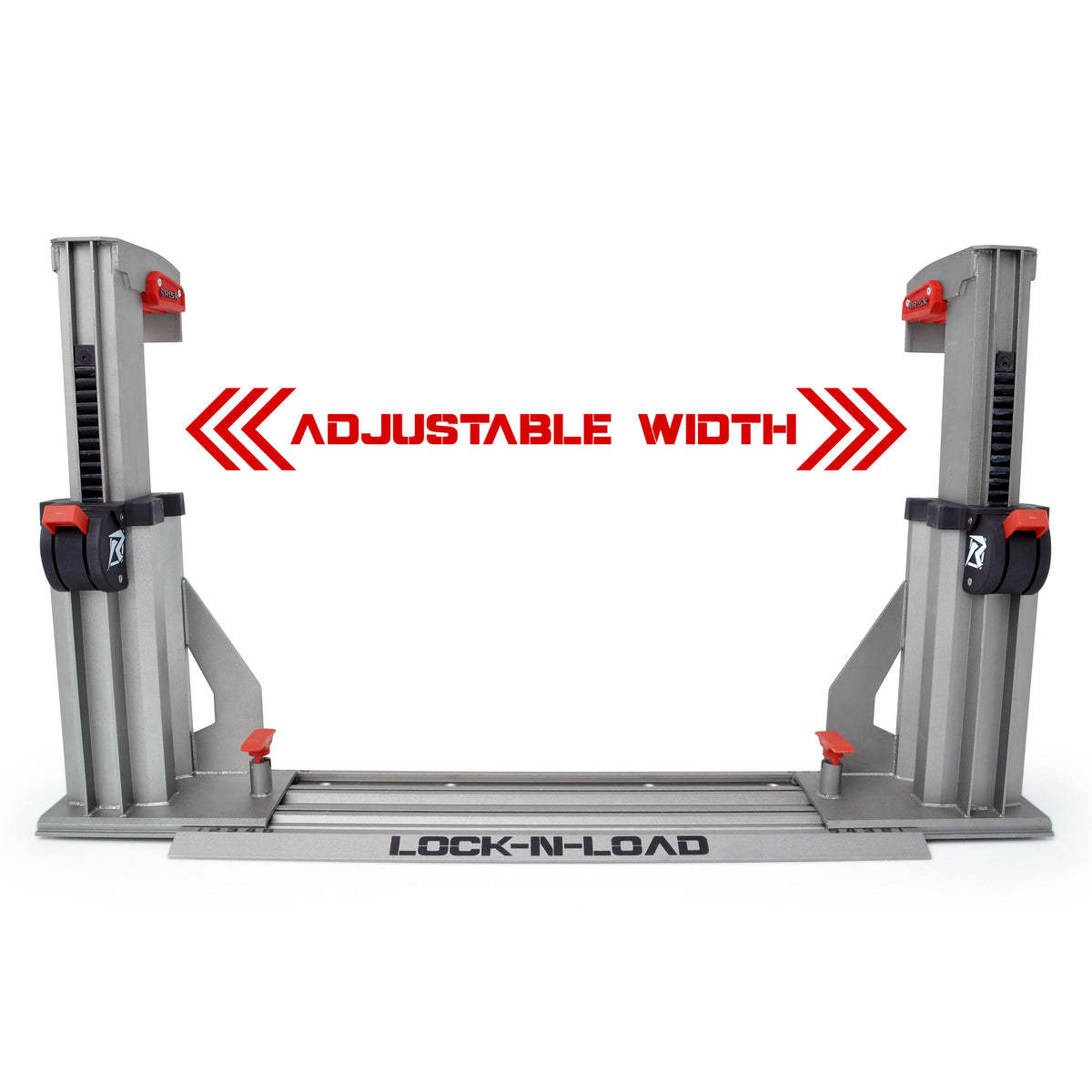 Lock-N-Load Pro HD front shot on a white studio background with adjustable width callout